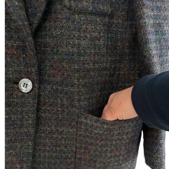 Liz Claiborne Collection VTG Wool Tweed Blazer Women's 10 Grey U.S.A. Classic - Picture 5 of 9